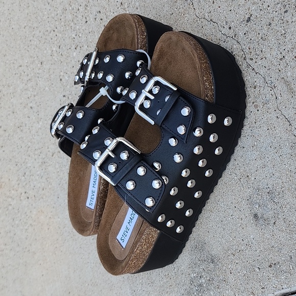 New! Steve Madden Women's Kali S Studded Footbed Chunky Platform Sandals - Picture 3 of 15